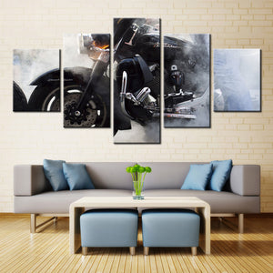 Harley Davidson Motorcycle Smoke Canvas Print Five Piece Wall Art The Force Gallery