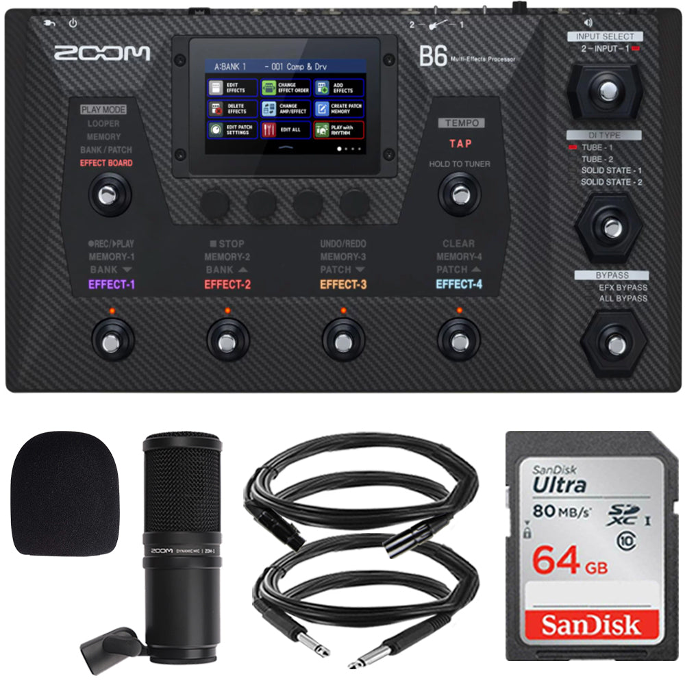 Zoom B6 Multi-Effects Processor for Electric Bass with Zoom ZDM-1