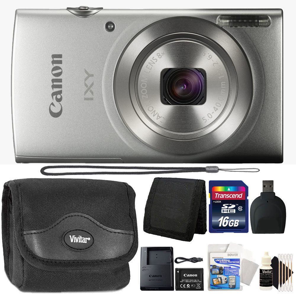 Canon Ixy 180 Digital Camera Silver With 16gb Essential Accesory Kit The Teds Store