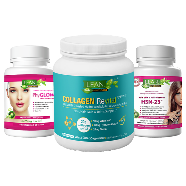 Hair skin nails supplement for men and women with phytoceramides collagen peptides with hyaluronic acid vitaminc and biotin