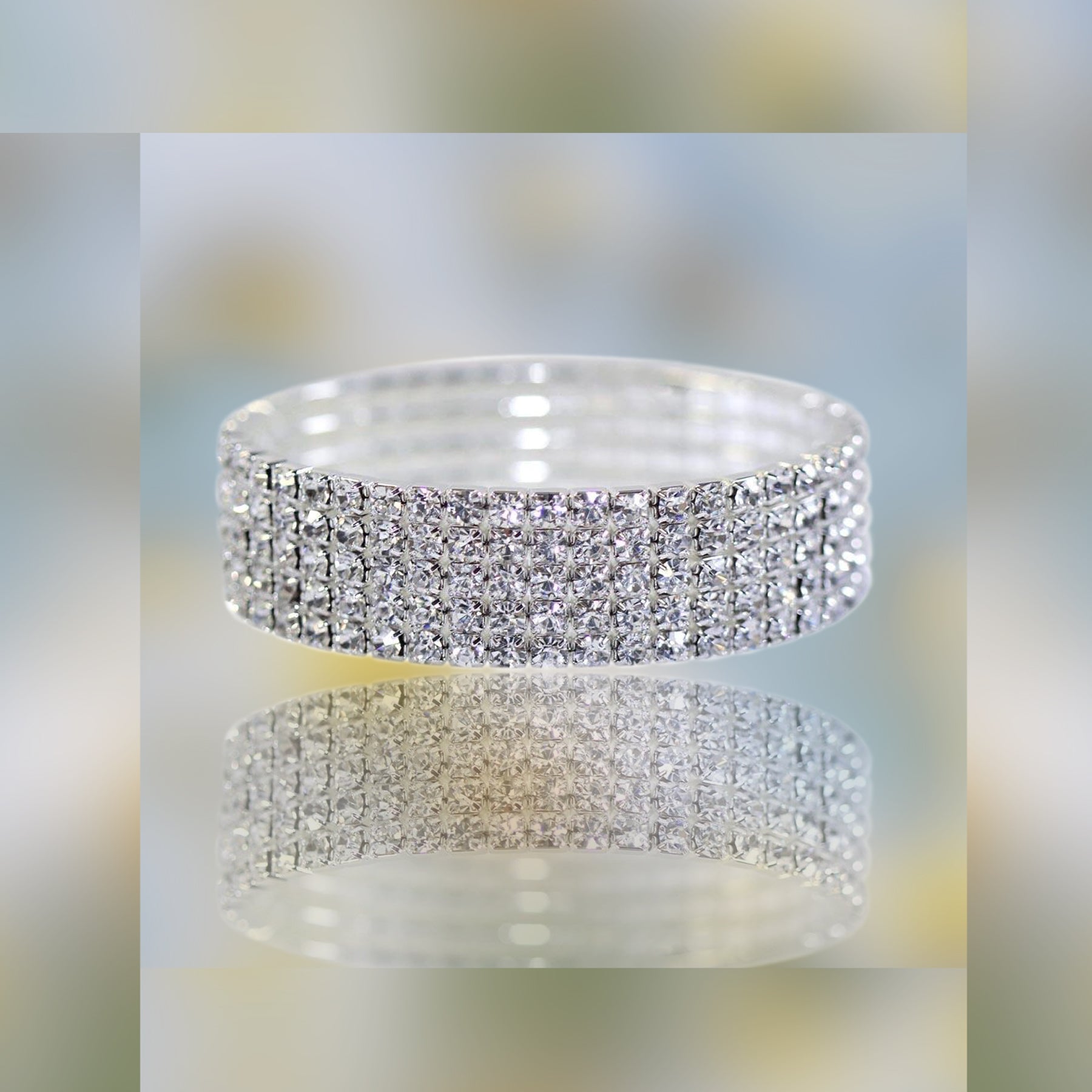 Weiss Rhinestone Stretch Bracelet Silver - Genuine Crystal (Mult
