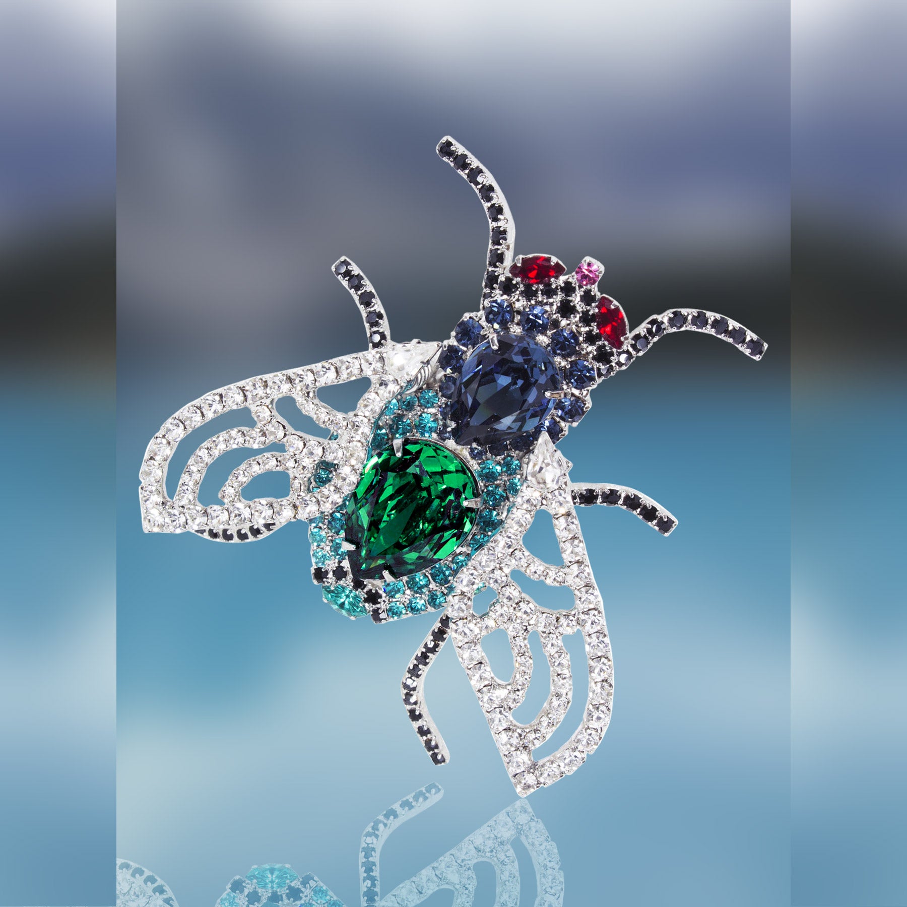 Crystal Colorful Fly Pin by Albert Weiss Jewelry