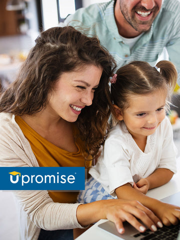 family of three starting Upromise account on computer