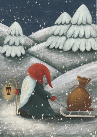 Boxed cards, Jenny Nystrom Gnome Tomte with Bowl of Porridge