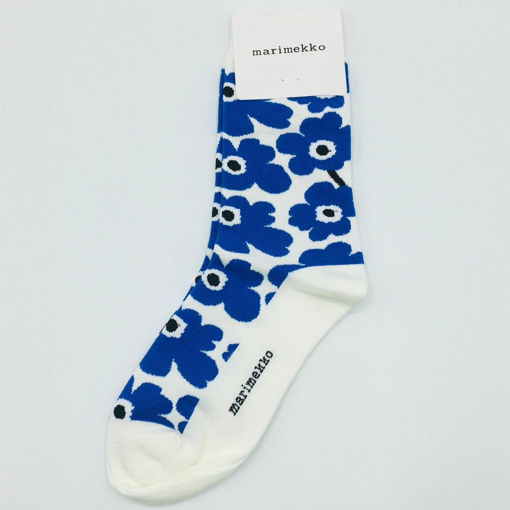 Marimekko Unikko blue & white socks – Gift Chalet