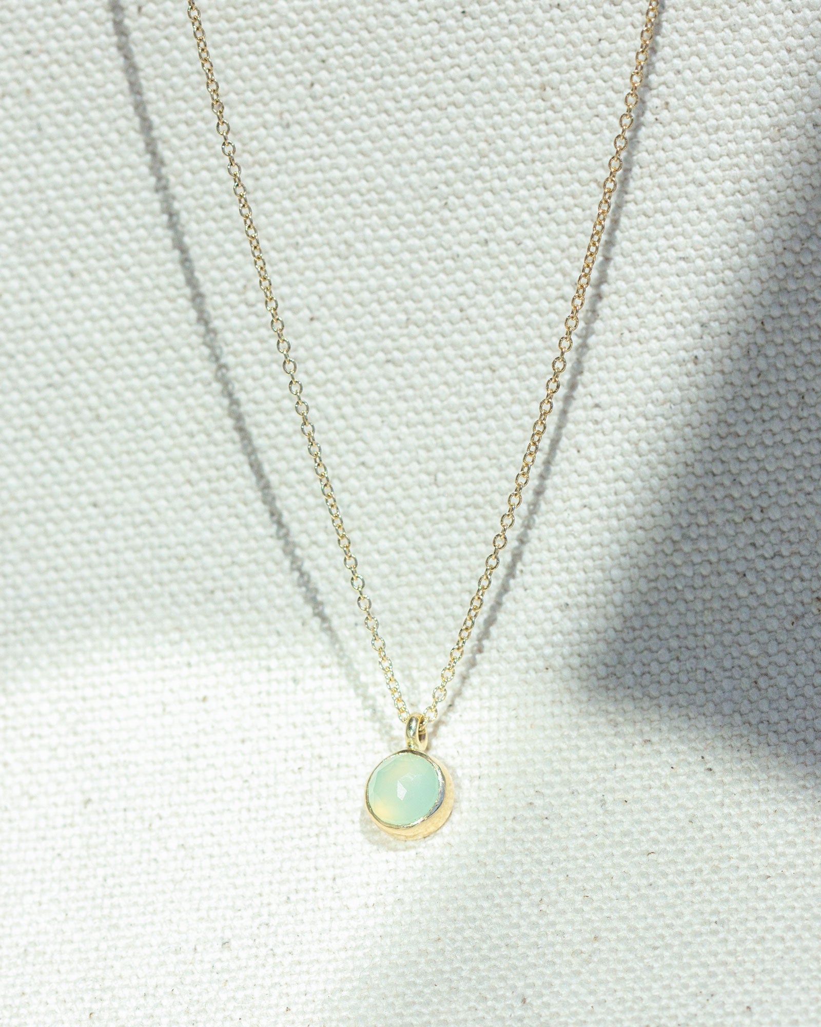 Mint Chalcedony Center Necklace in Gold