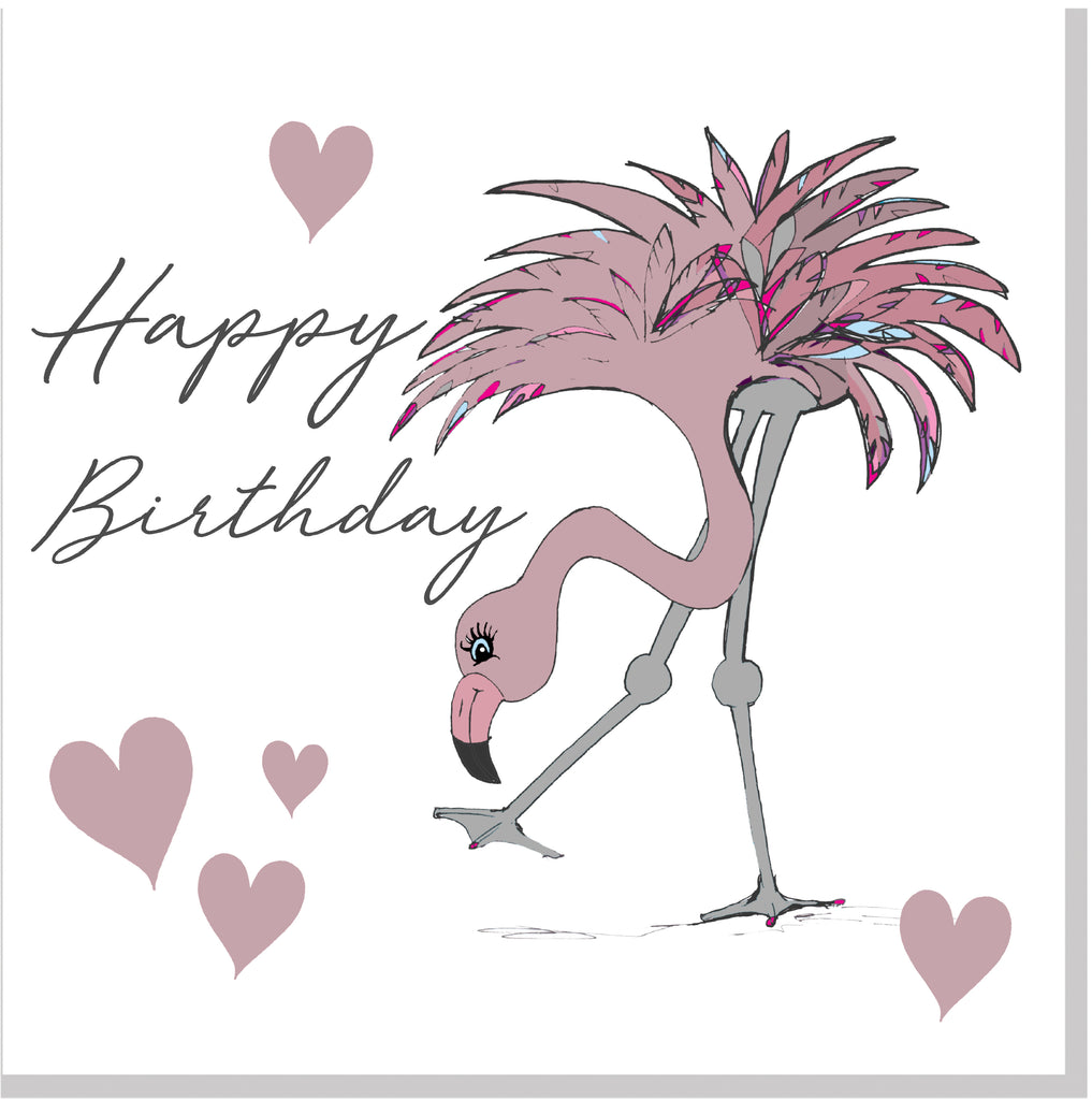 Flamingo Happy Birthday square card – Jola Designs