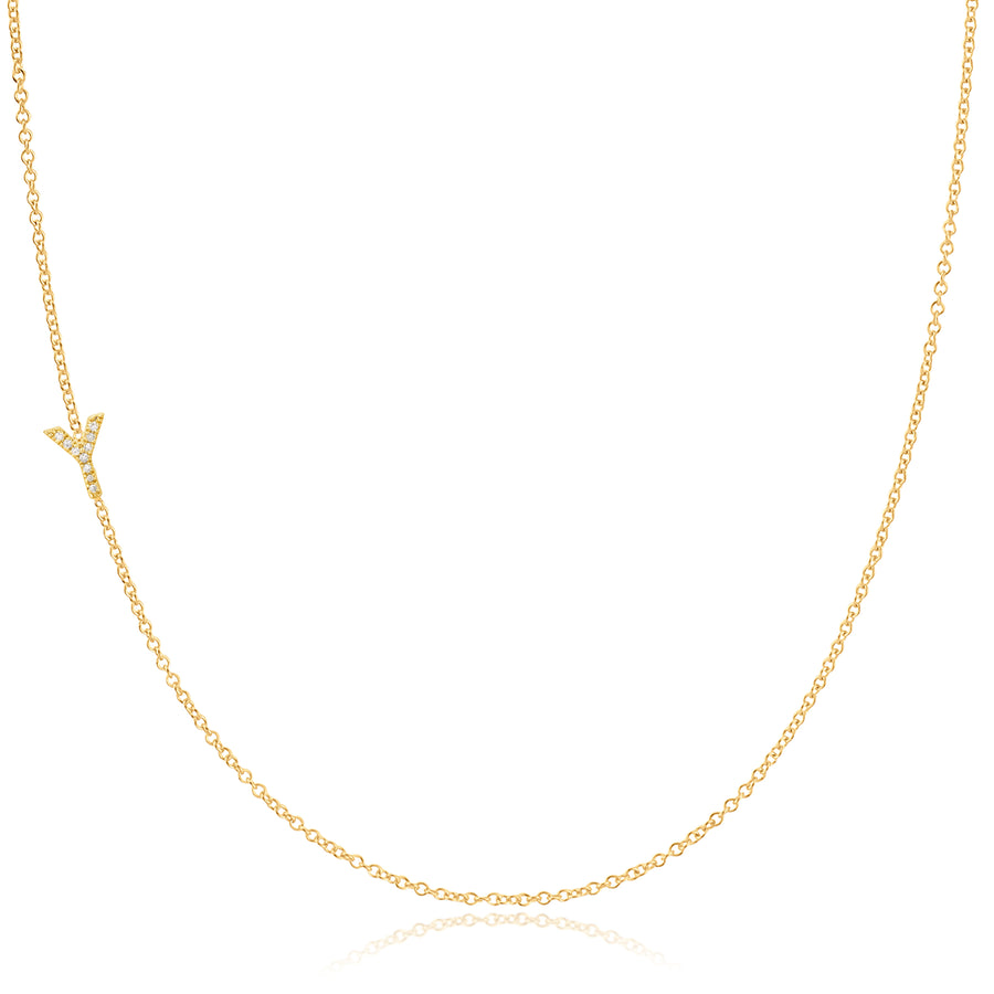 14K GOLD ASYMMETRICAL LETTER NECKLACE - Y – Maya Brenner