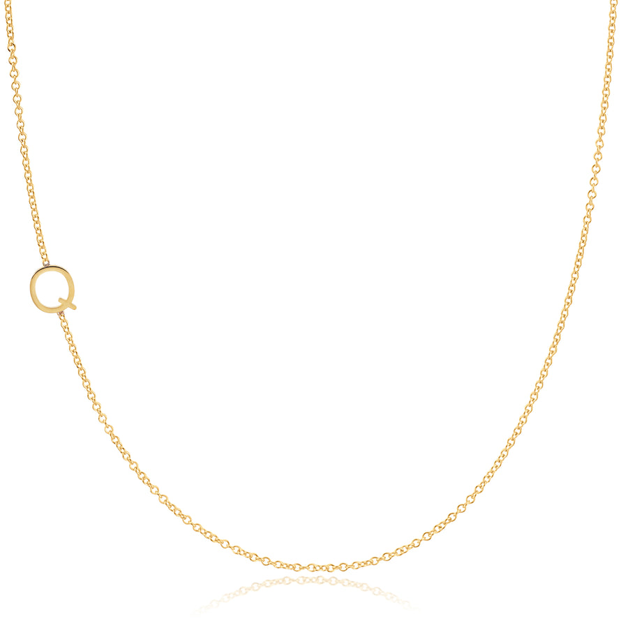 14K GOLD ASYMMETRICAL LETTER NECKLACE - Q – Maya Brenner