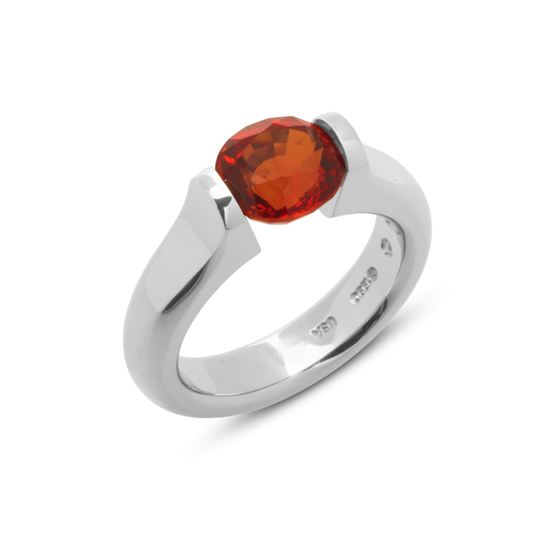 3.08 ct. Orange Sapphire set in Omega Flat