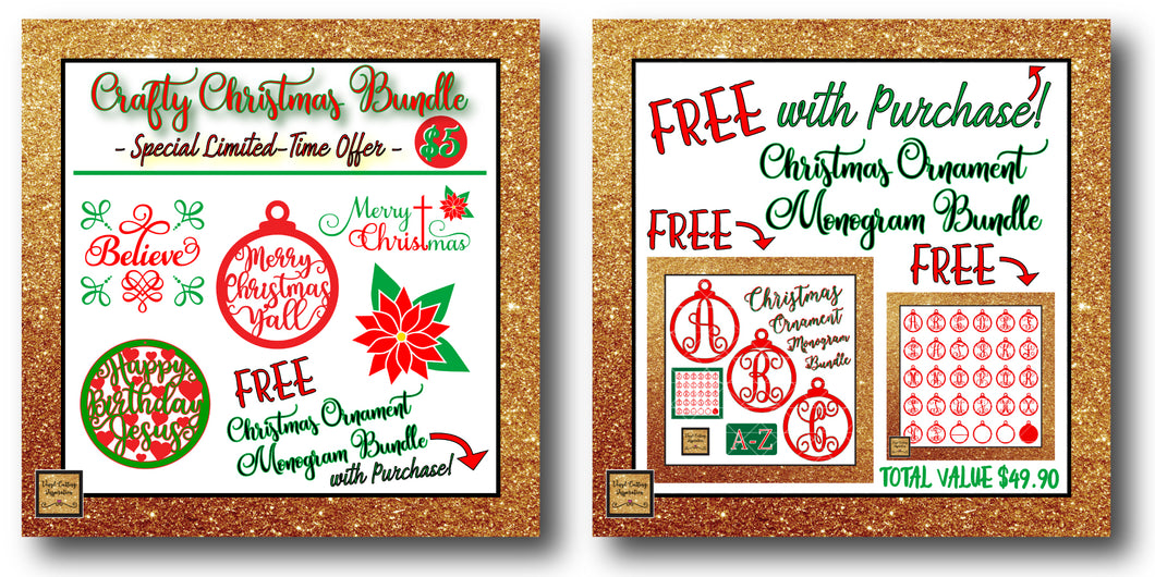 Download Crafty Christmas Bundle Free Monogram Svg Christmas Ornament Bundle Vinyl Cutting Inspiration