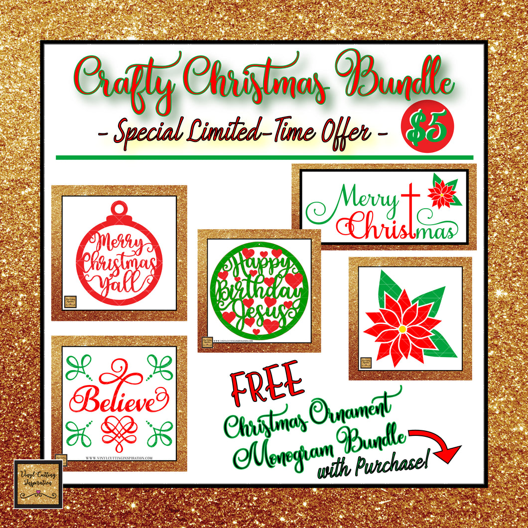 Download Crafty Christmas Bundle - FREE MONOGRAM SVG Christmas ...