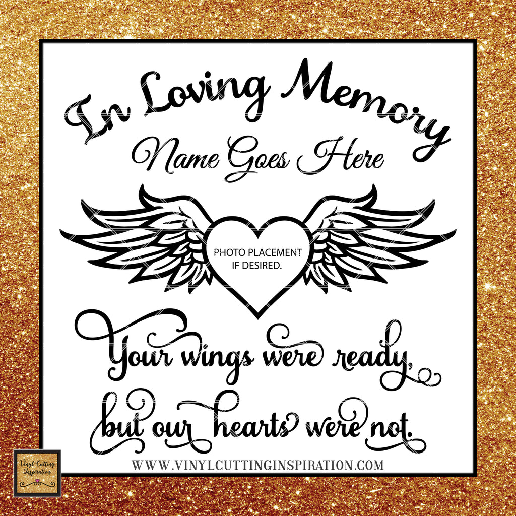 Download In Loving Memory Svg Photo Heart, In Loving Memory Svg, Your Wings Wer - Vinyl Cutting Inspiration