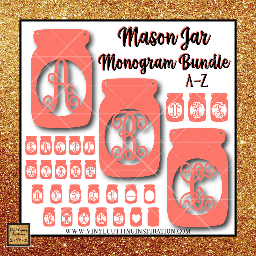 Download Mason Jar Monogram Bundle Mason Jar Mason Jar Svg Mason Jar Decor Vinyl Cutting Inspiration