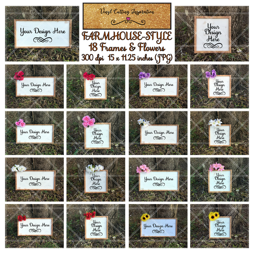 Download 18 Farmhouse Style Wood Sign Mockups With Flowers Vinyl Cutting Inspiration