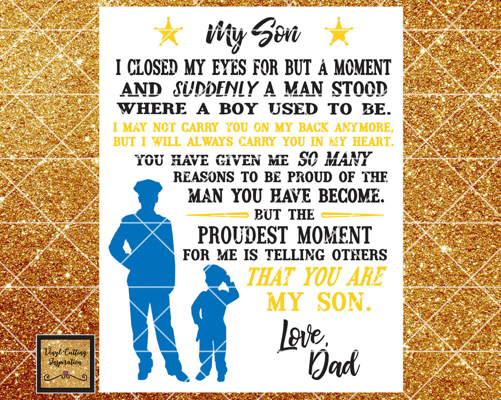 Download Proud Police Dad, To My Son Svg, To My Son DXF, Police SVG, Svg images - Vinyl Cutting Inspiration