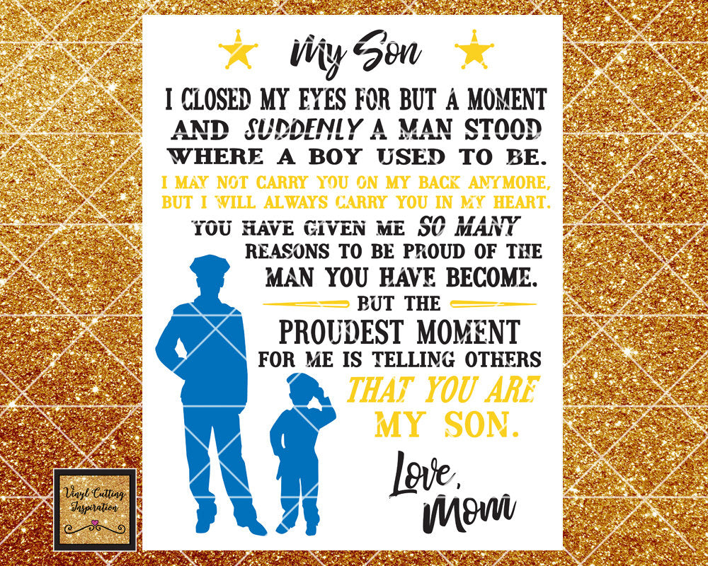 Download Proud Police Mom, To My Son Svg, To My Son DXF, Police SVG ...