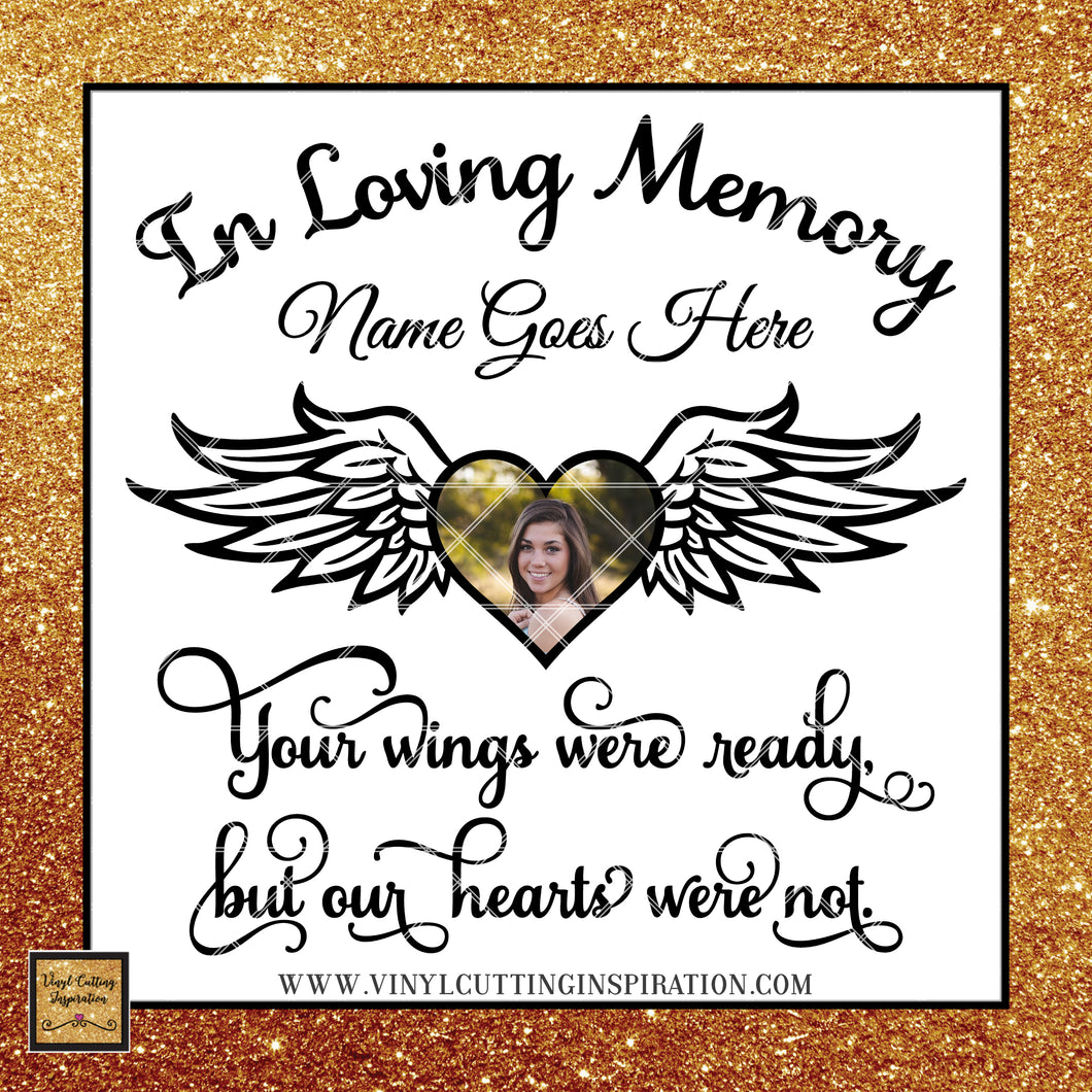In Loving Memory Svg Photo Heart, In Loving Memory Svg, Your Wings Wer