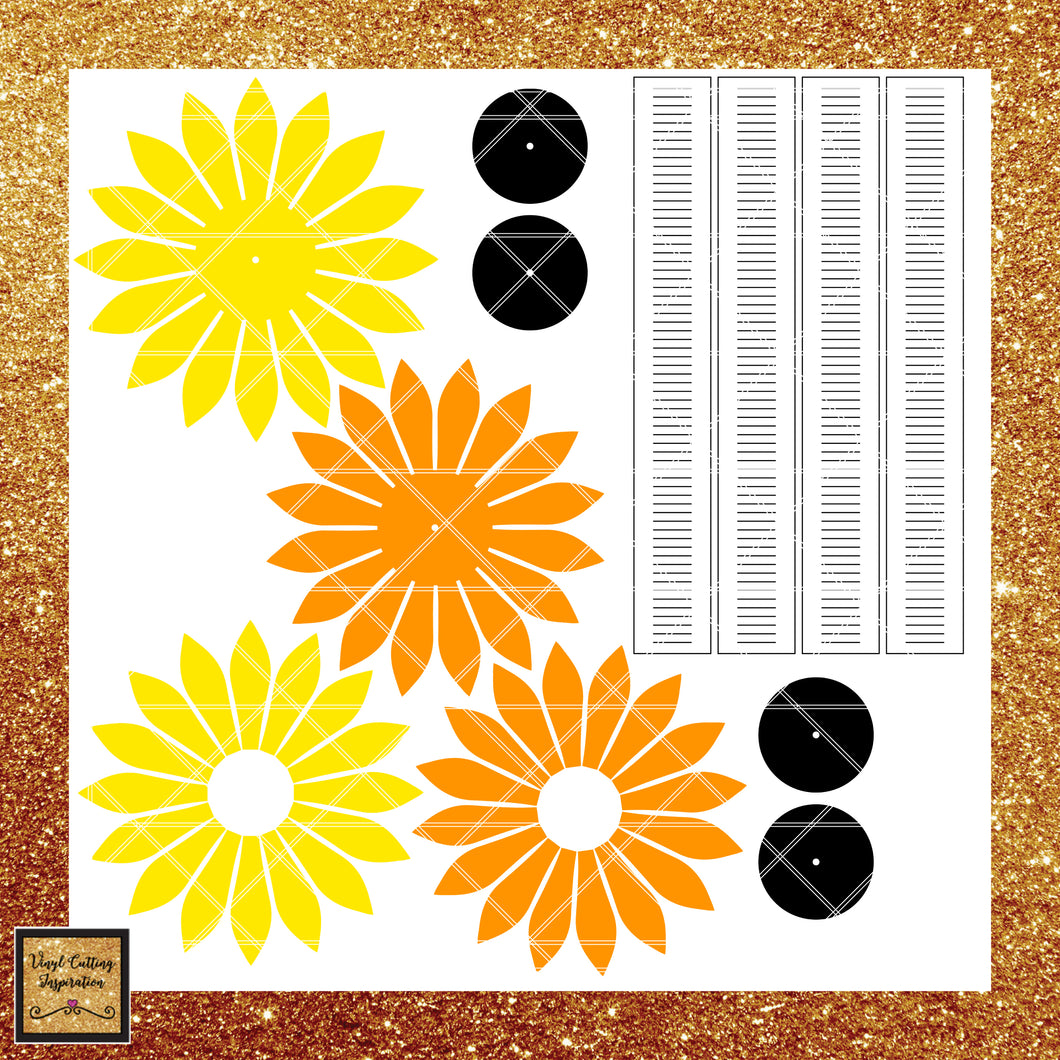 Download Paper Flower, Paper Sunflowers, Sunflower Template Svg Cut ...