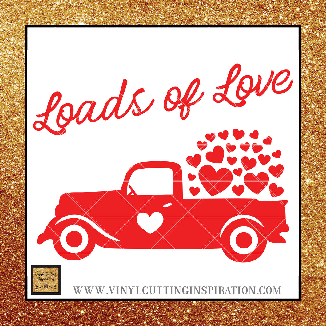 Download Red Truck Valentine Svg Loads Of Love Vintage Red Truck Valentine Vinyl Cutting Inspiration