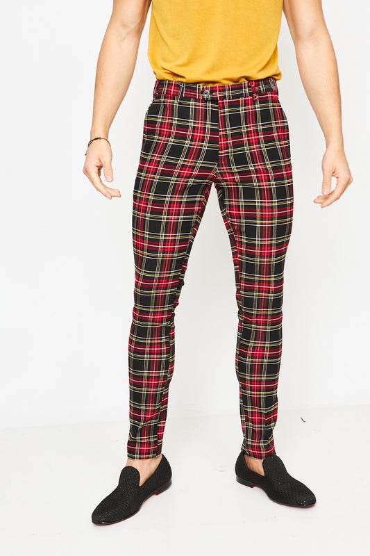 COMME DES GARÇONS Black pants with red check