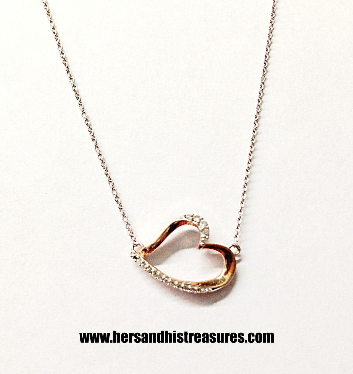 Loveboat Diamond Heart Pendant Necklace in Sterling and 10K Rose Gold