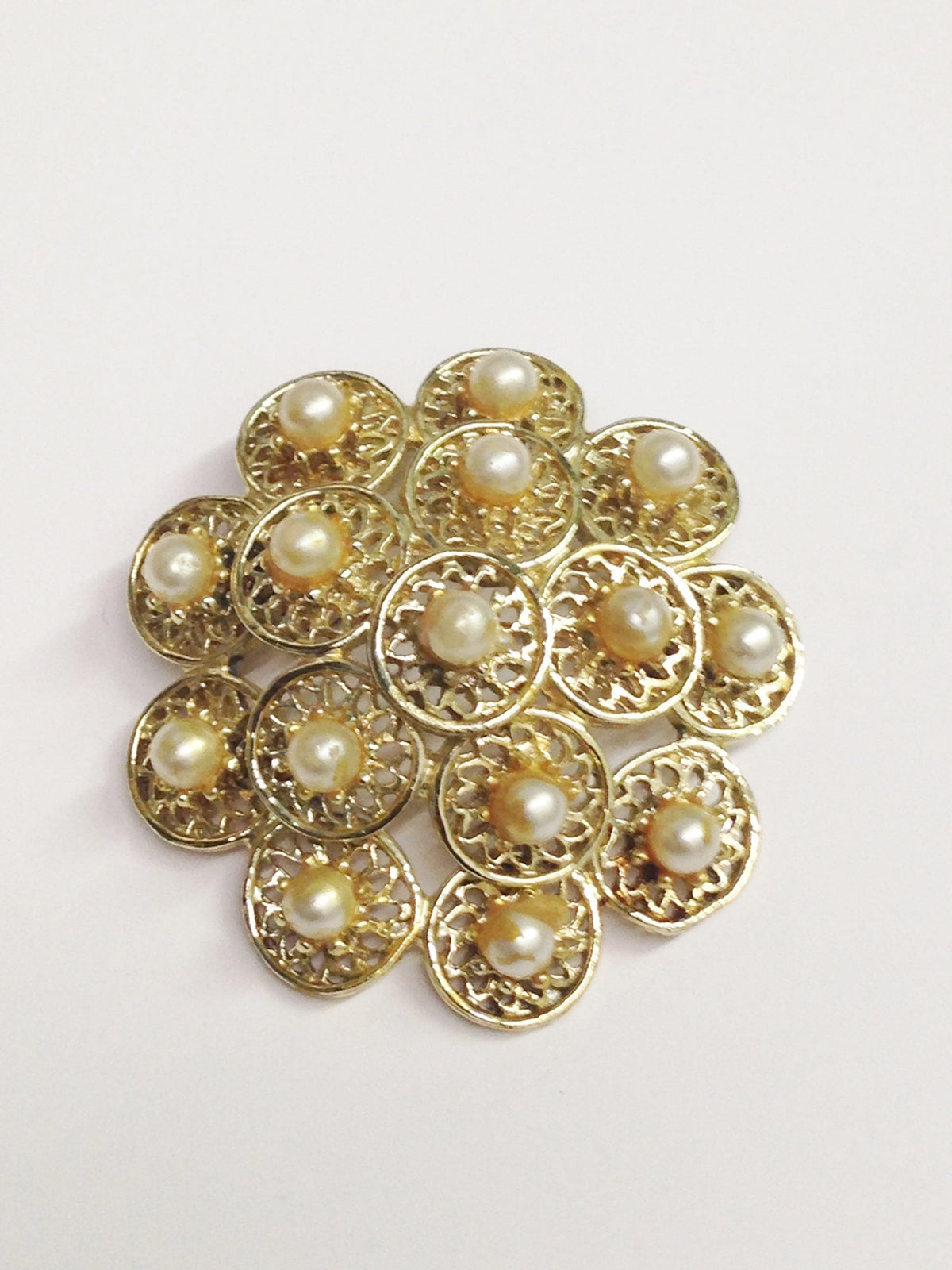 Vintage Florenza AB Rhinestone and Faux Pearl Brooch Pin – Hers
