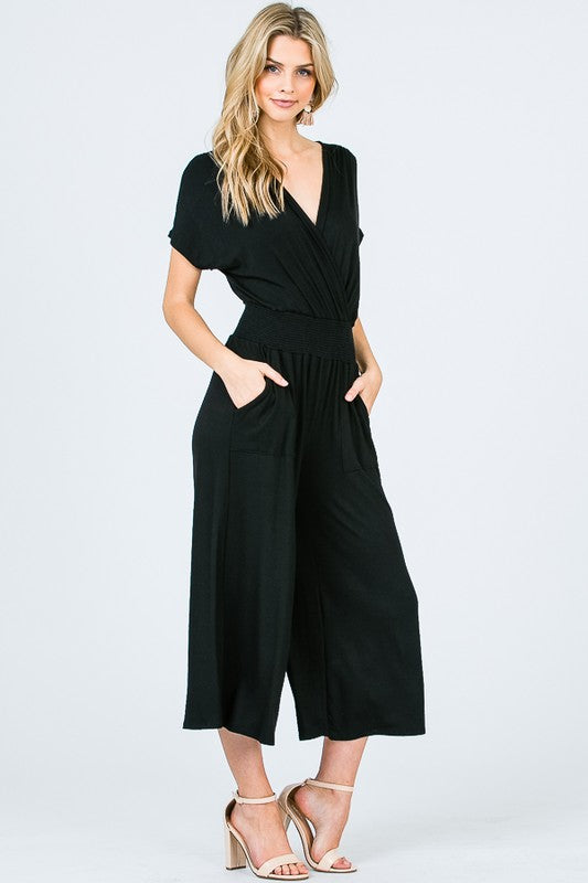 black and white one shoulder jumpsuit