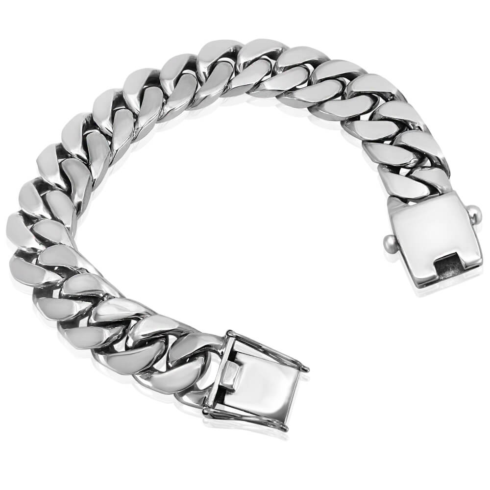 Cuban Silver Bracelet for Men - Solid 15mm Links Chain - VY Jewelry