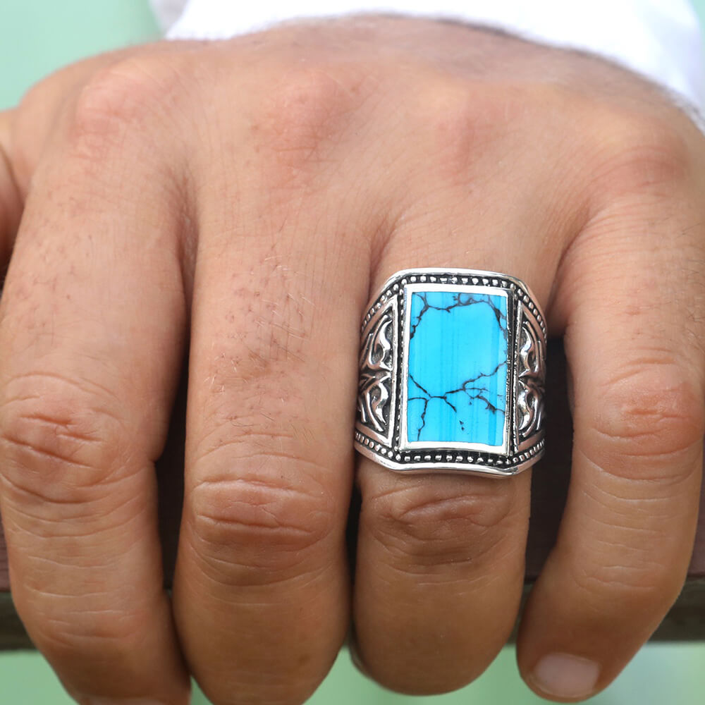 Turquoise Stone 925 Sterling Silver Men Wide Ring Vy Jewelry Size 8 9 10 11 12 13 14 ?v=1597639846