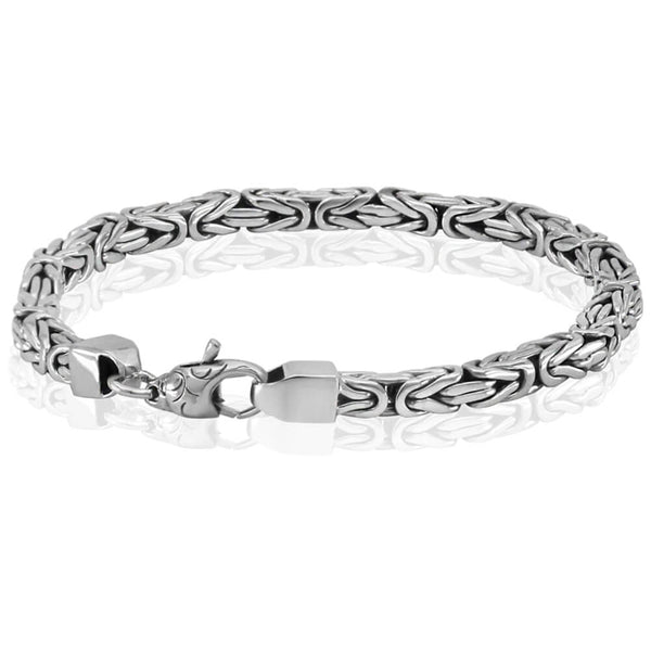 Silver Bracelet for Men - 5mm, Lobster Clasp, Size 7 to 10.5 - VY Jewelry