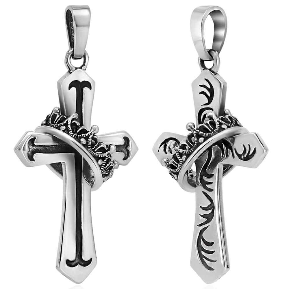 Cross & Crown 925 Sterling Silver Pendant - VY Jewelry