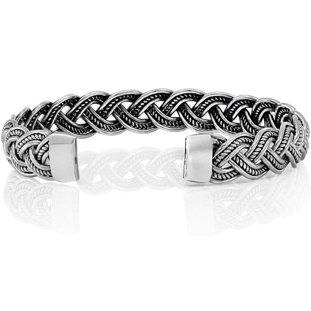 925 Sterling Silver Cuff Bracelet Unique Gift - Free Size - VY Jewelry