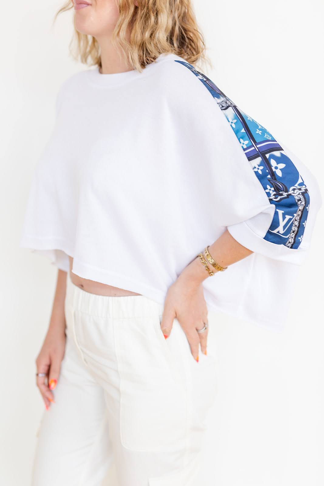 Blue Silk Scarf Top