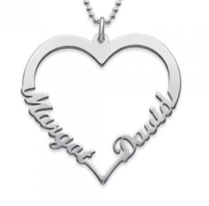 Heart Name Necklace With Two Names Www Sparklingjewellery Com