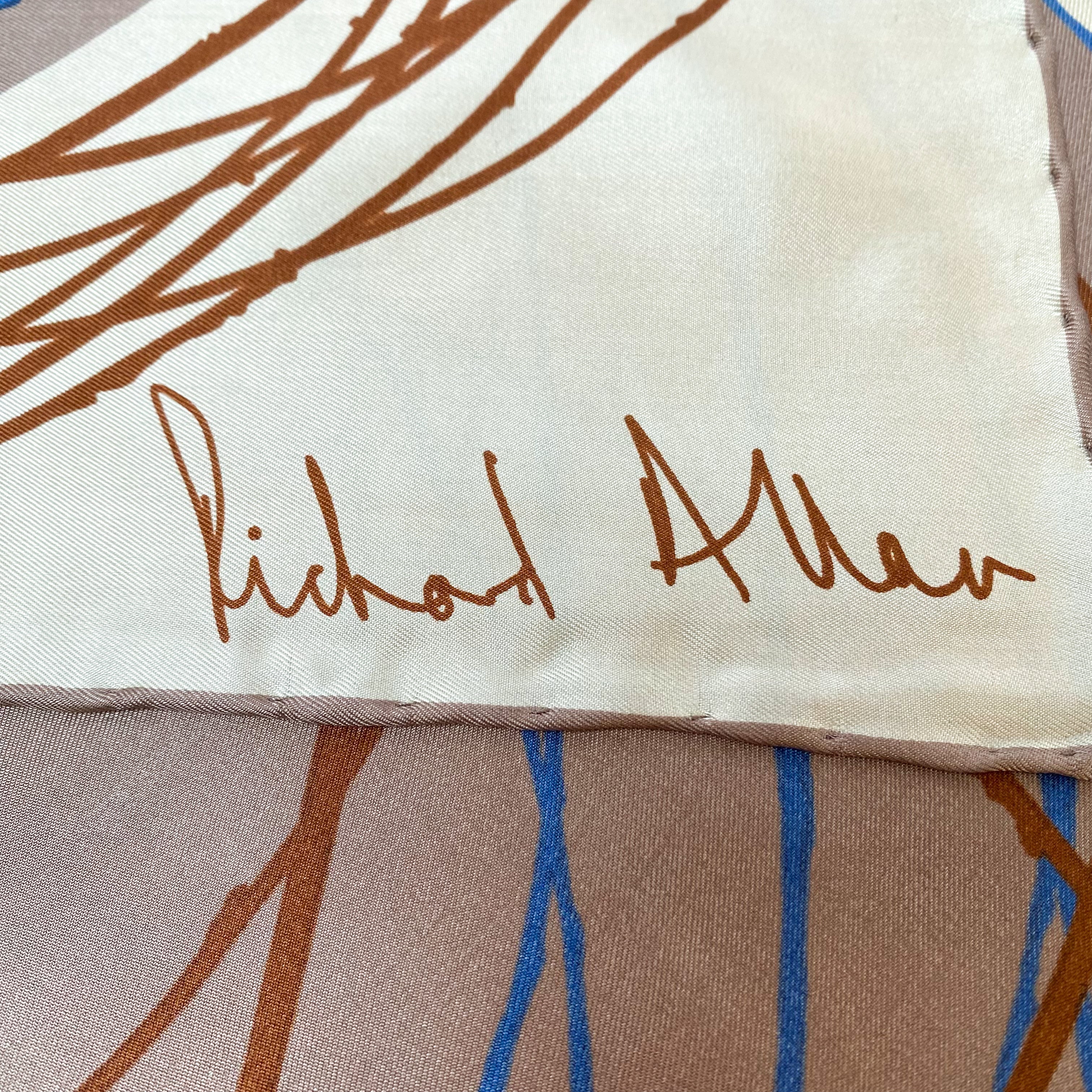 1970s Richard Allan Abstract Vintage Silk Scarf