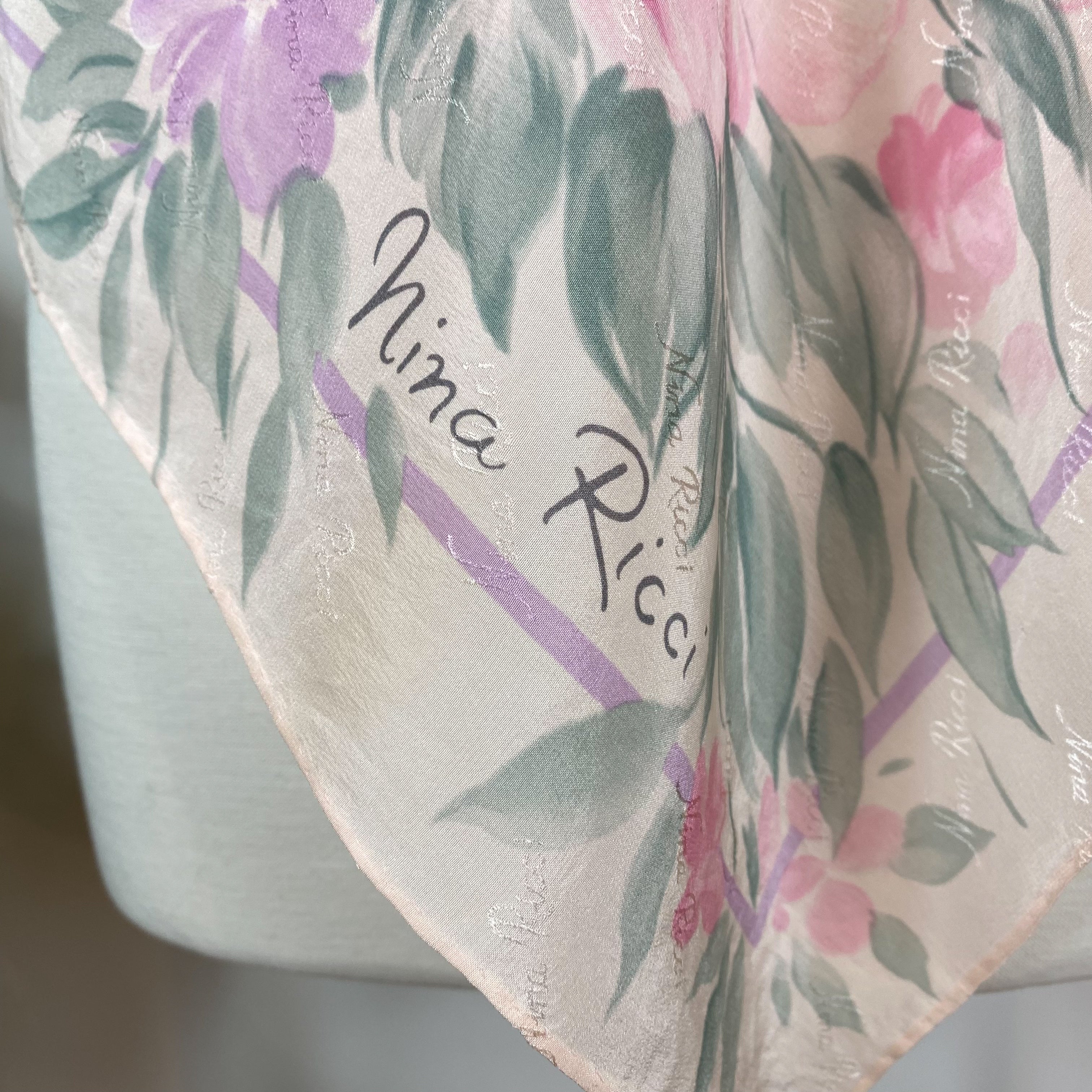 1980s Floral Nina Ricci Silk Scarf