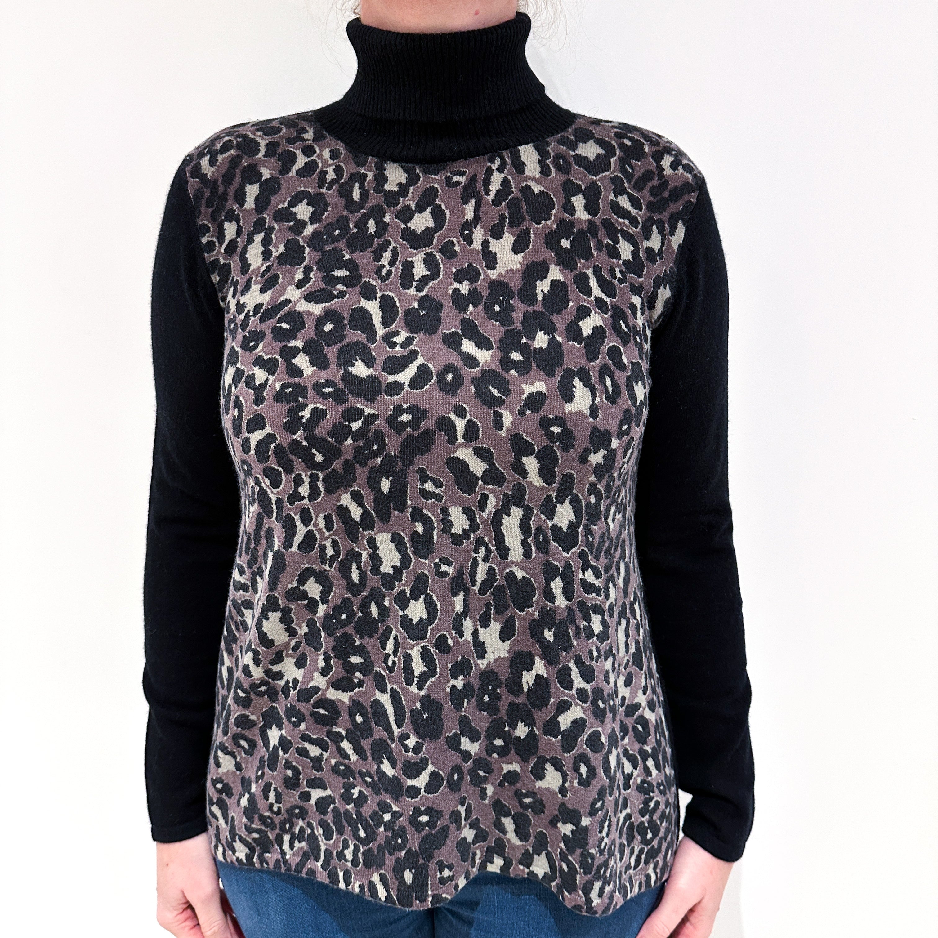 Animal Print Polo Neck Jumper Large