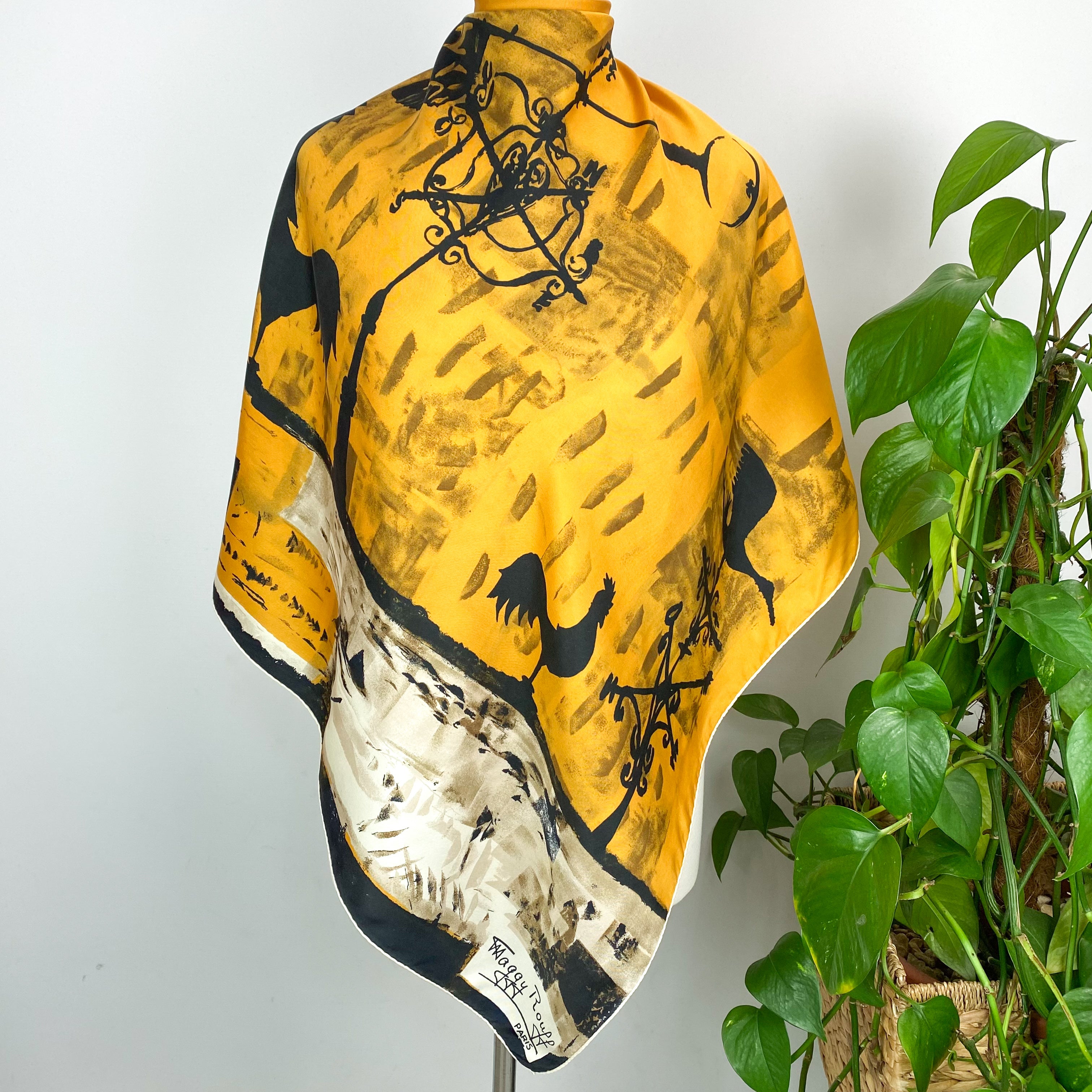 1960s Maggy Rouff French Vintage Silk Scarf