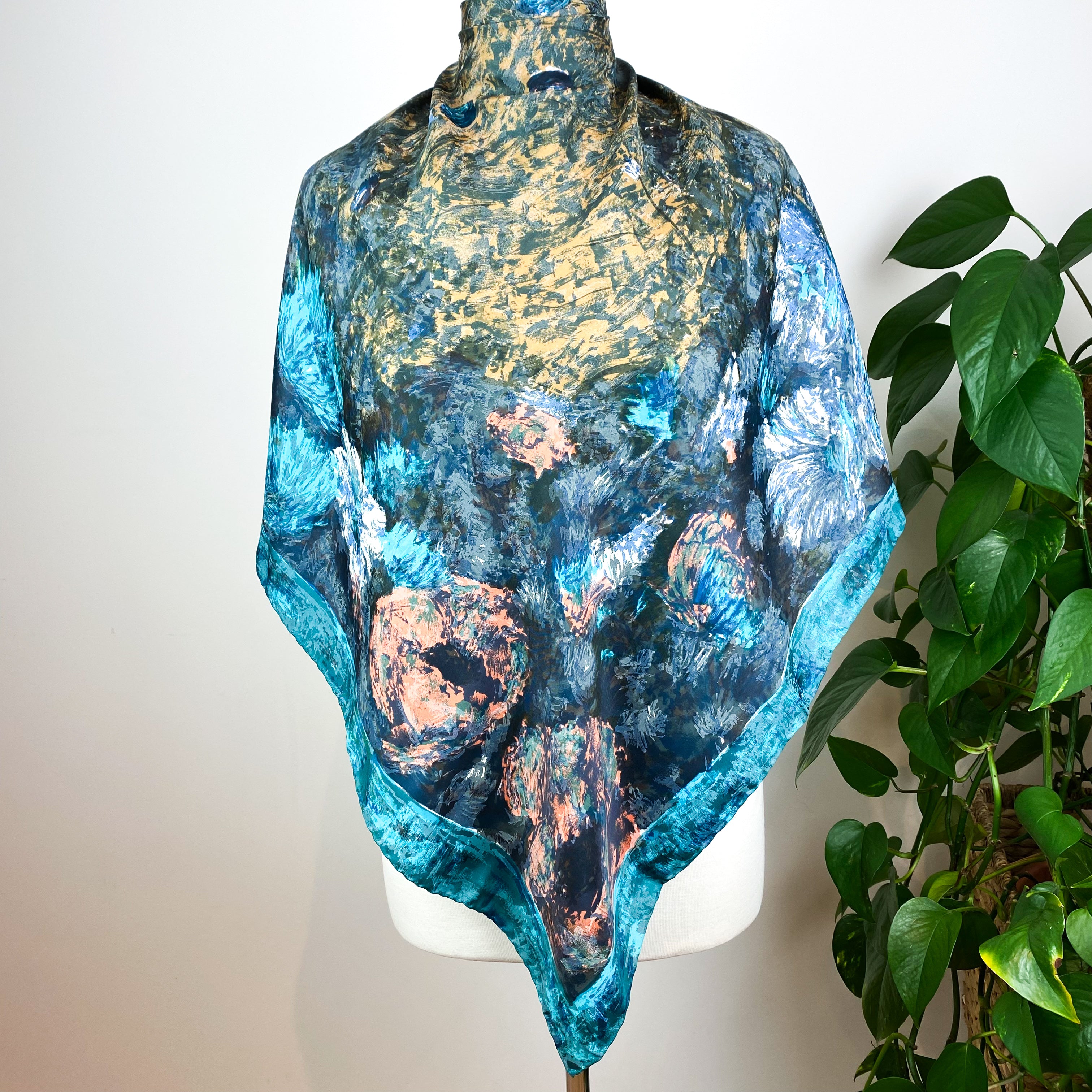 Abstract floral Vintage Silk Scarf