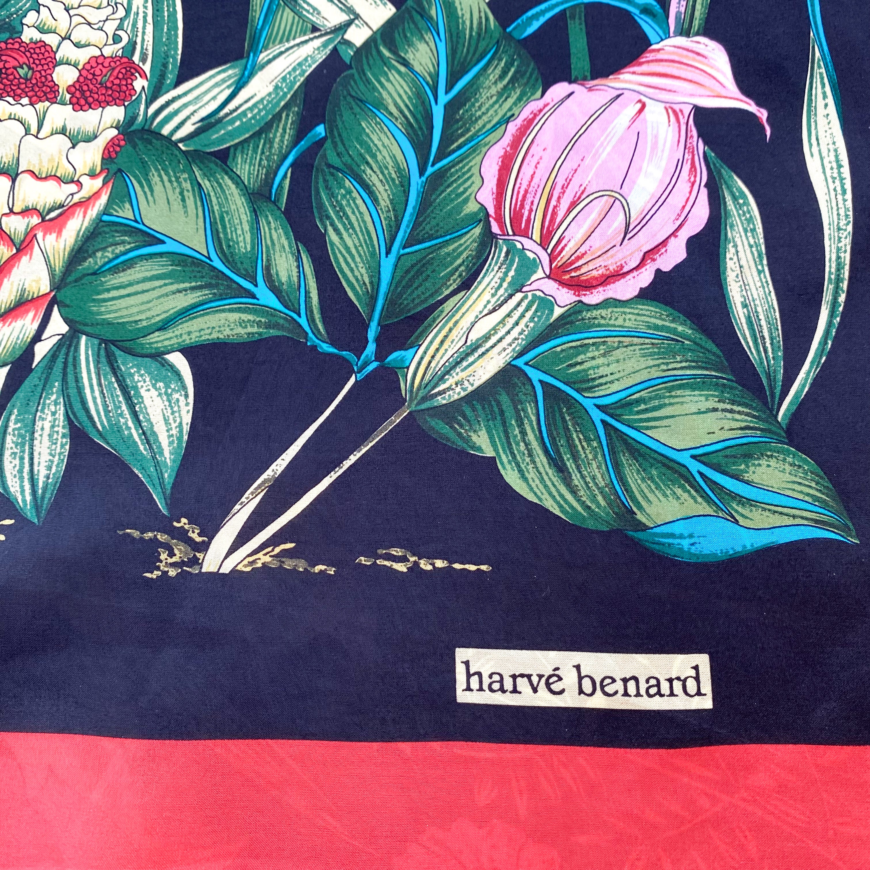 1980s Harvé Benard Floral Vintage Silk Scarf