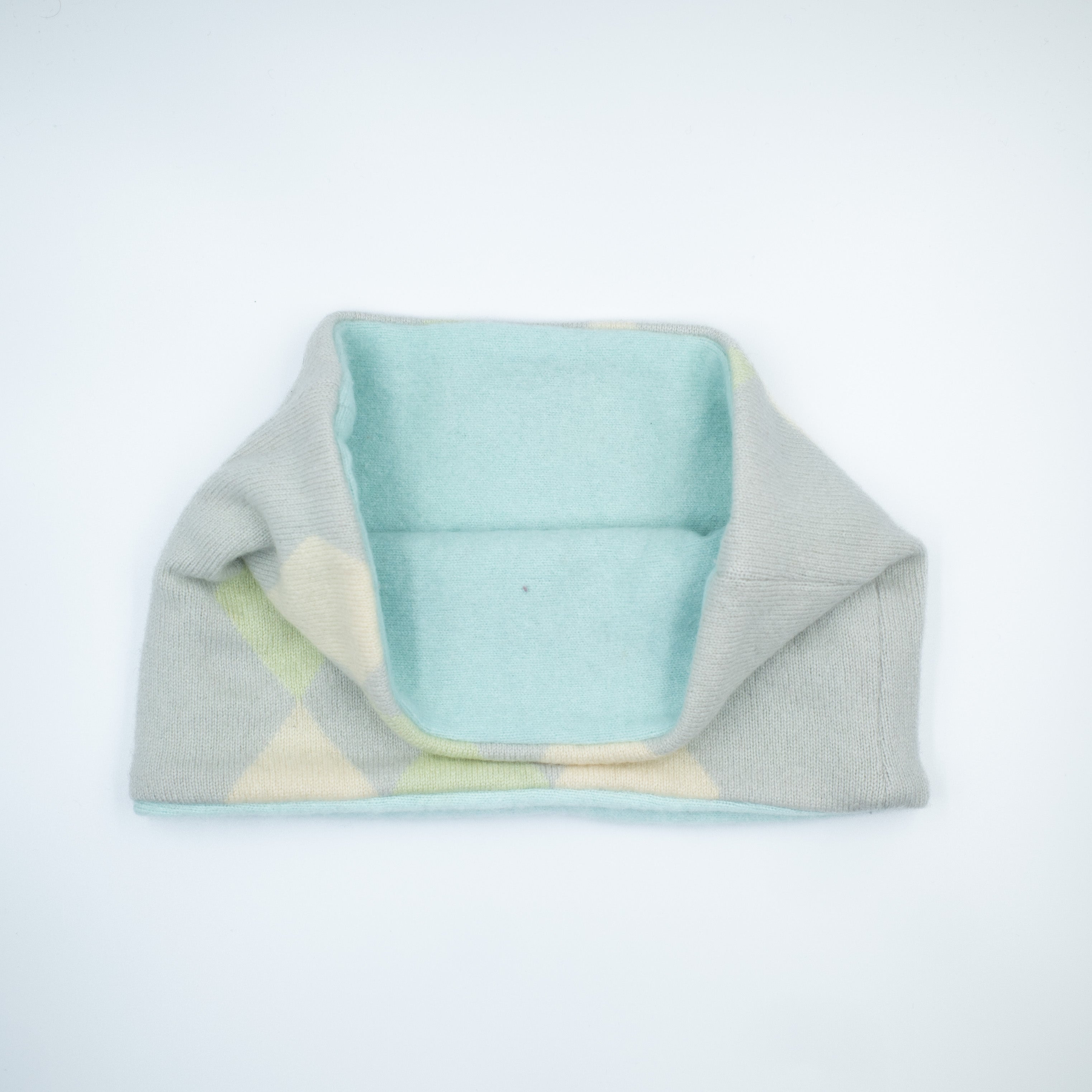 Aqua and Pale Grey Diamond Neck Warmer