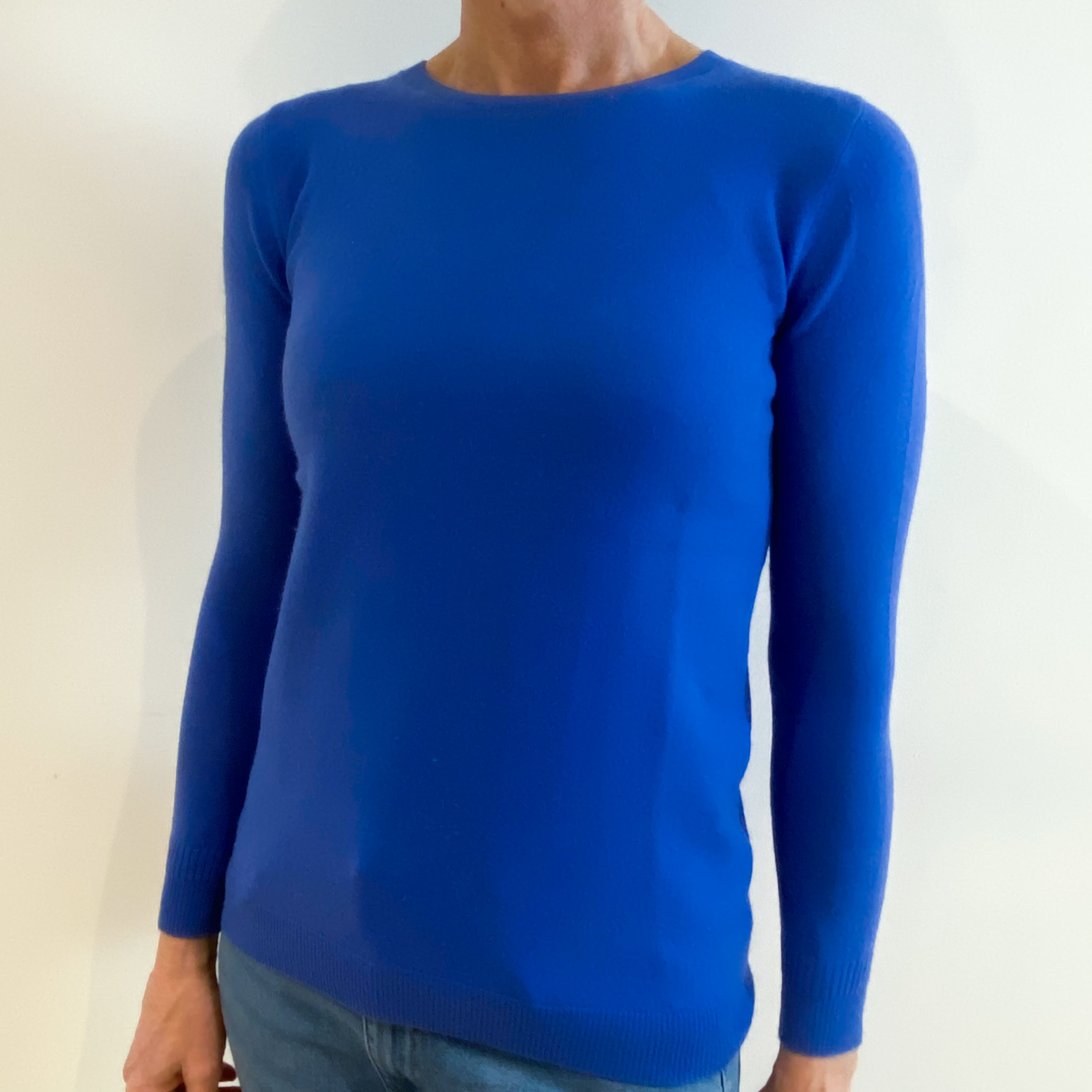 Azure Blue Cashmere Crew Neck Jumper Small