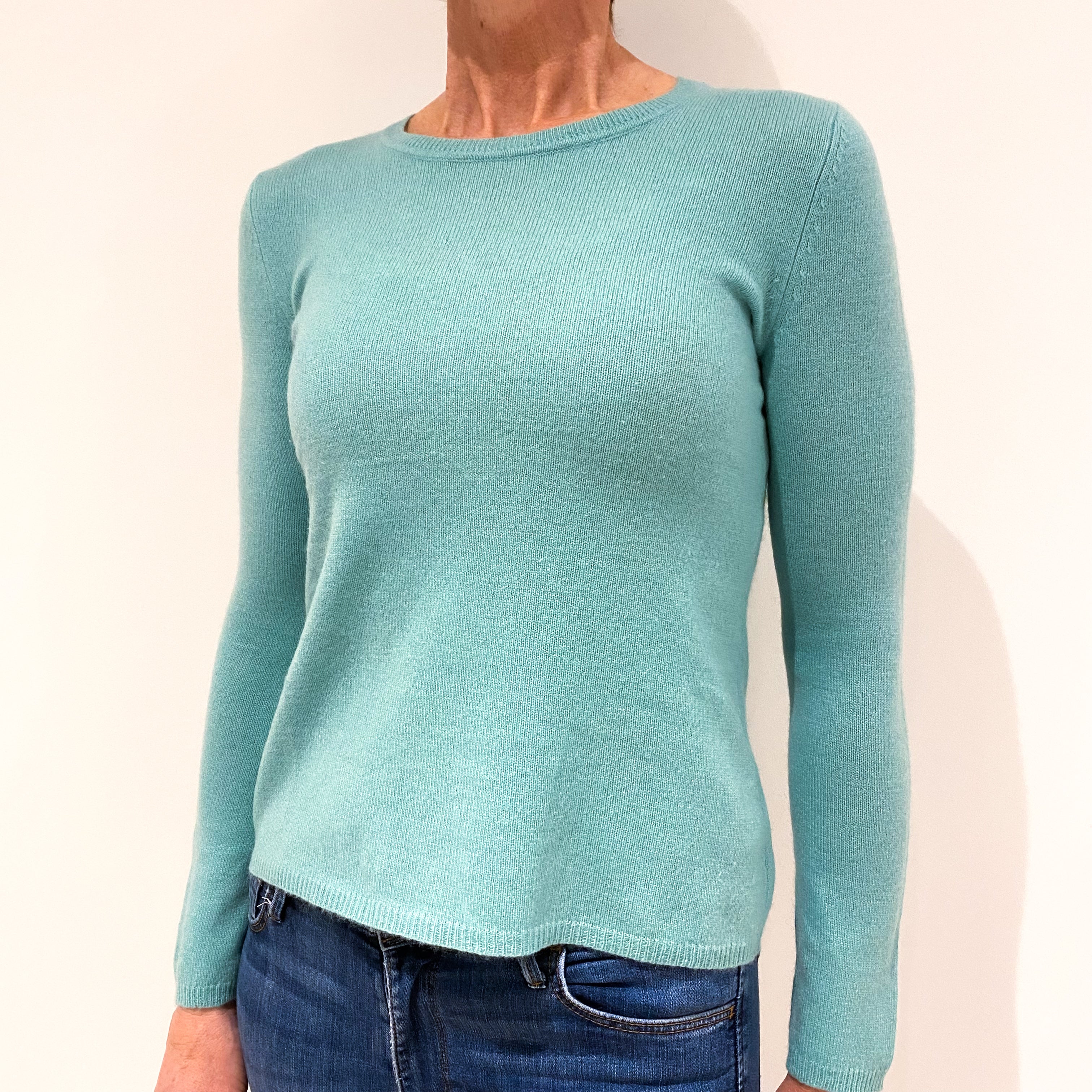 Aqua Green Cashmere Crew Neck Jumper Small