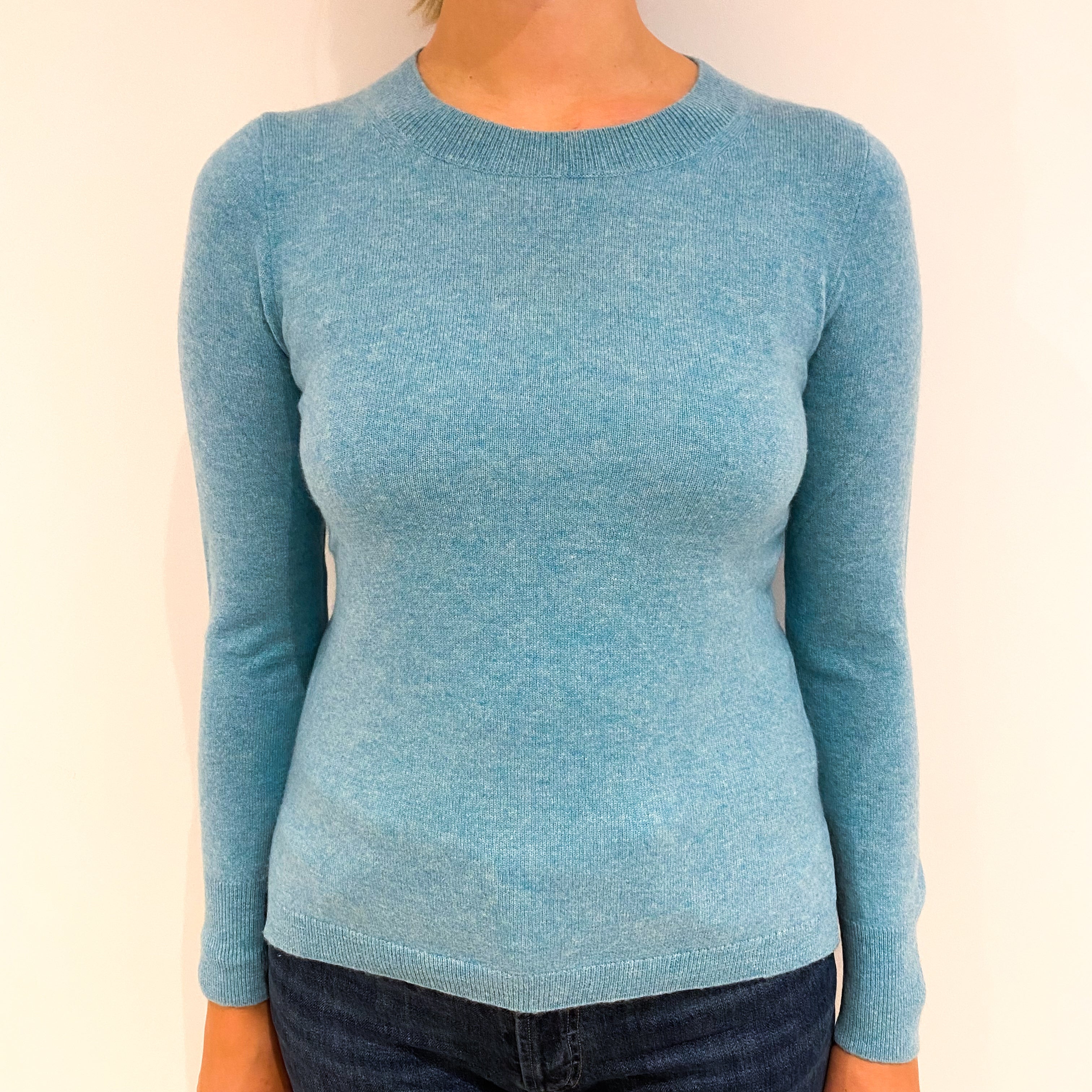 Aqua Green Cashmere Crew Neck Jumper Small