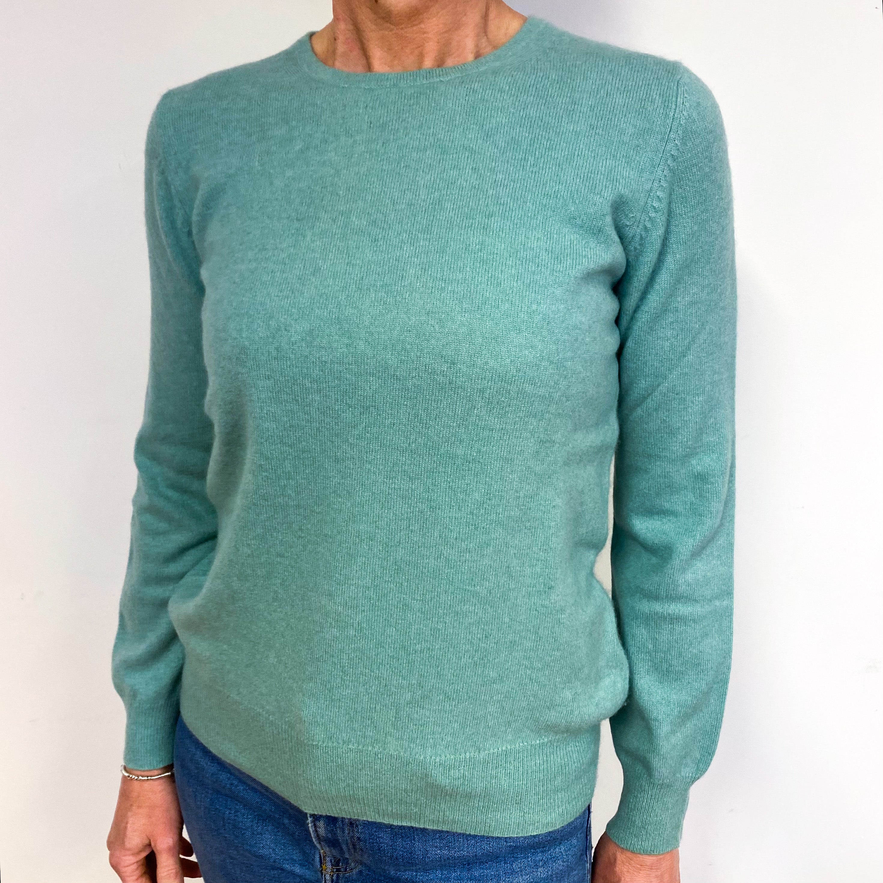 Aqua Green Cashmere Crew Neck Jumper Medium