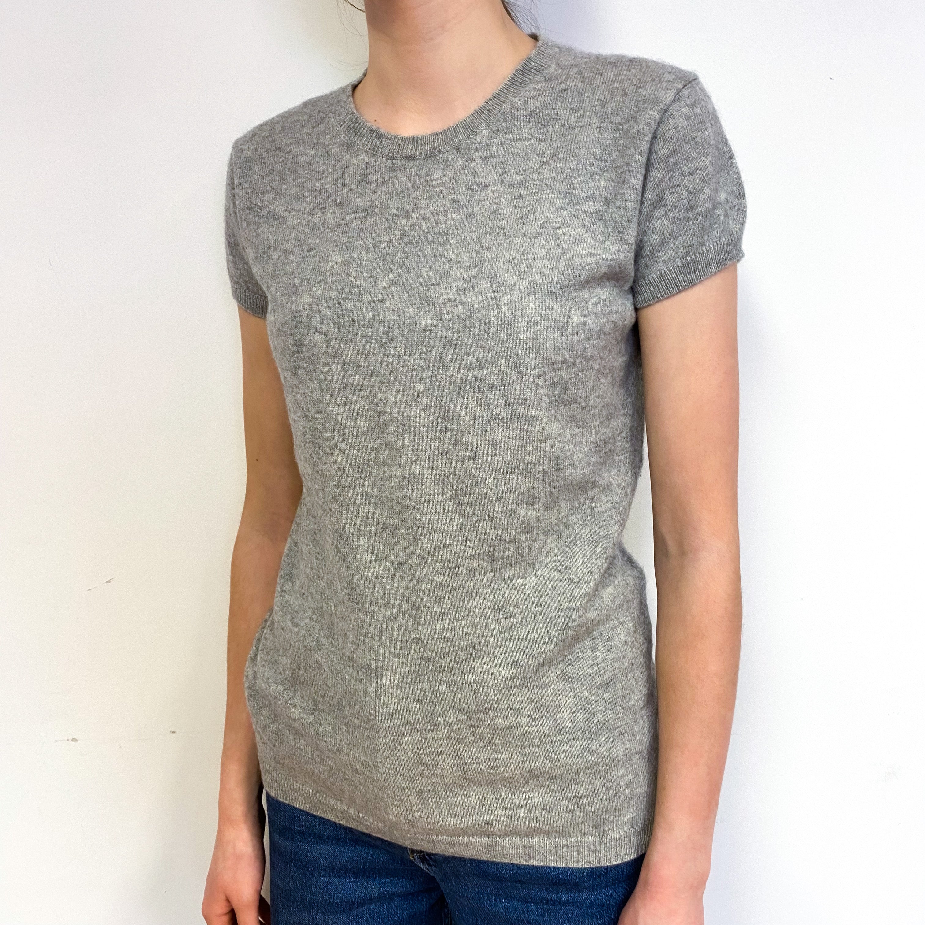 Ash Grey Cashmere Short Sleeved Jumper Extra Small