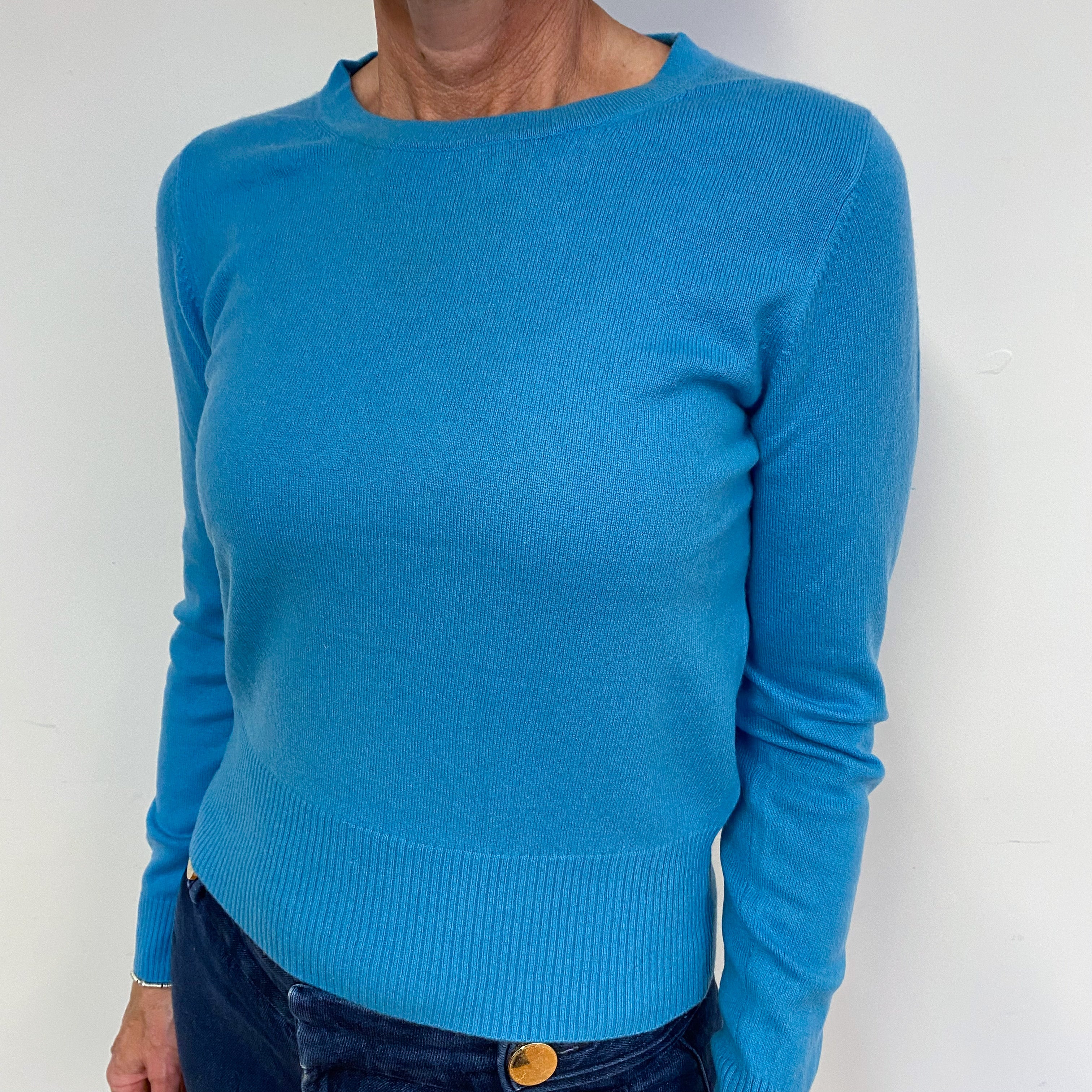 Aqua Blue Cashmere Crew Neck Jumper