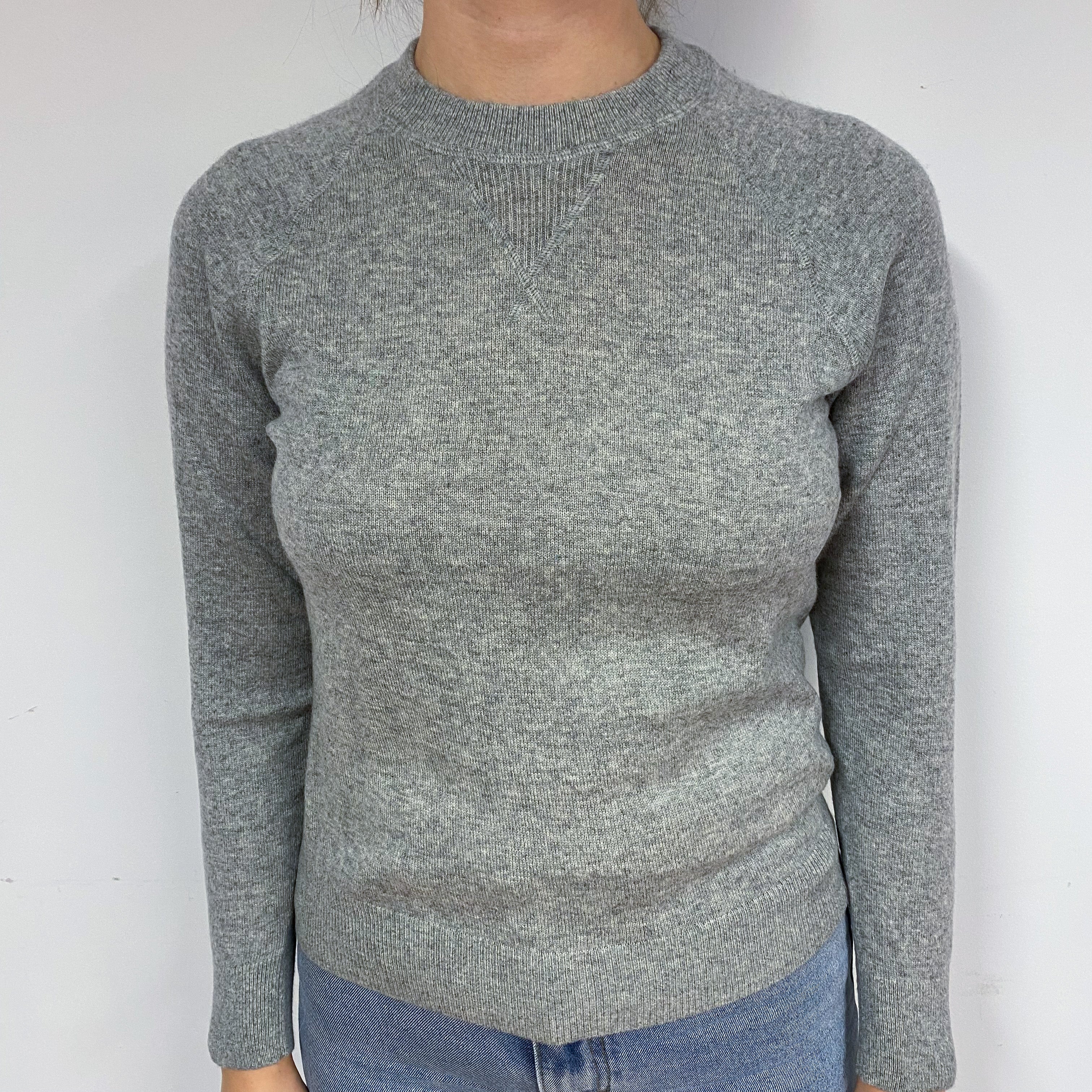 Ash Grey Cashmere Crew Neck Jumper Small