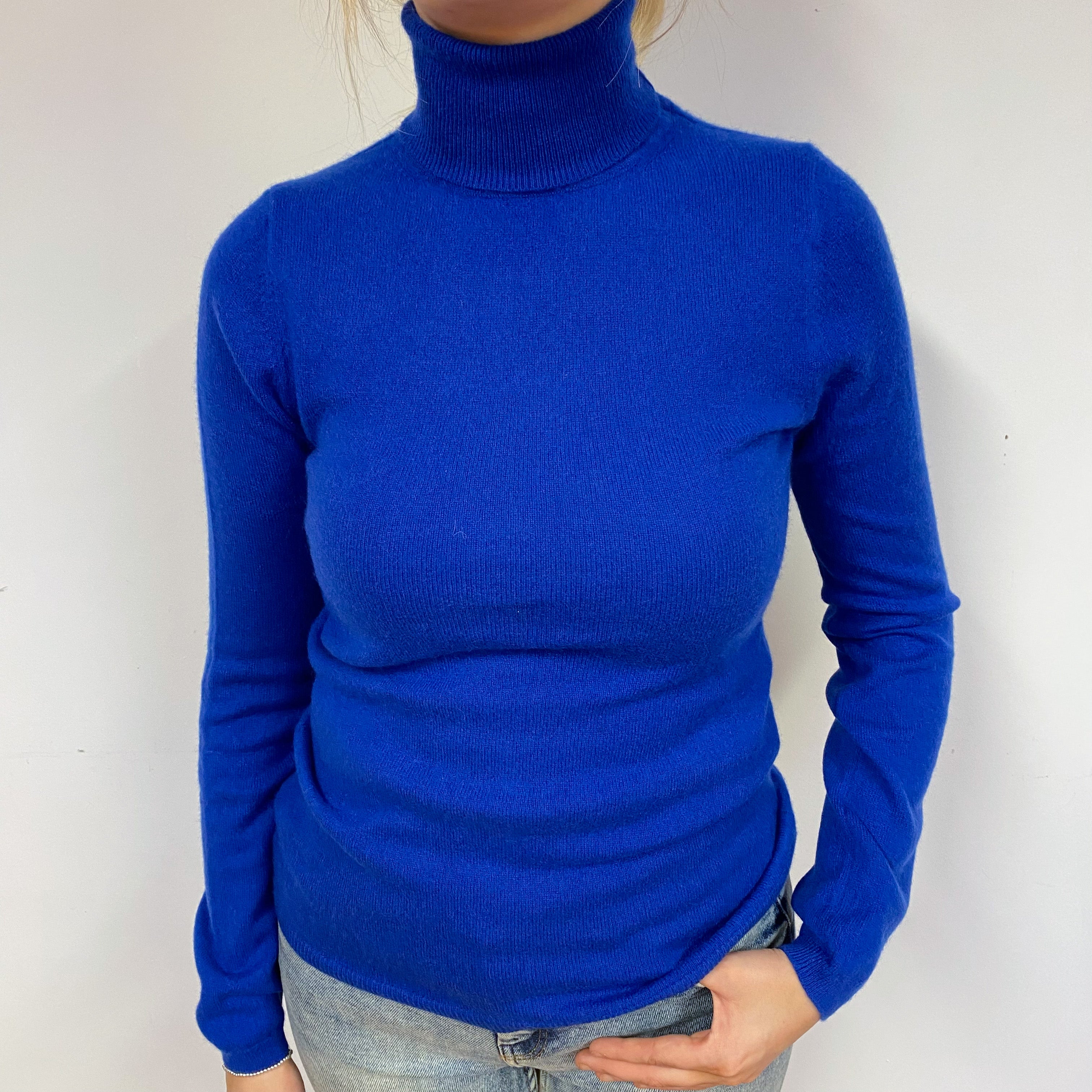 Admiral Blue Cashmere Polo Neck Jumper Small